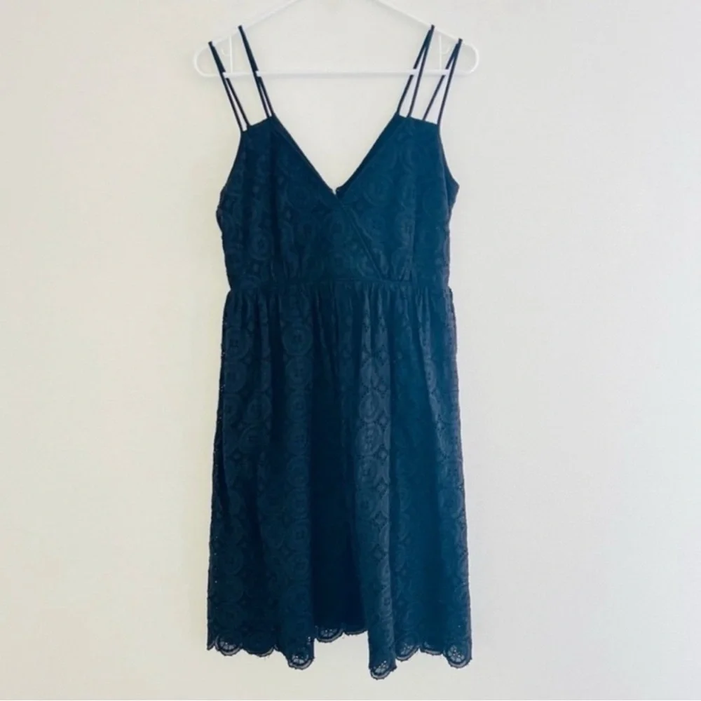 J. Crew Black Geometric Eyelet Mini Dress 6